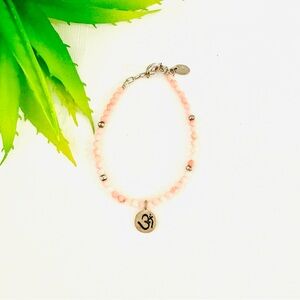 Taolei Pink and Silver Beaded Bracelet with Om Charm